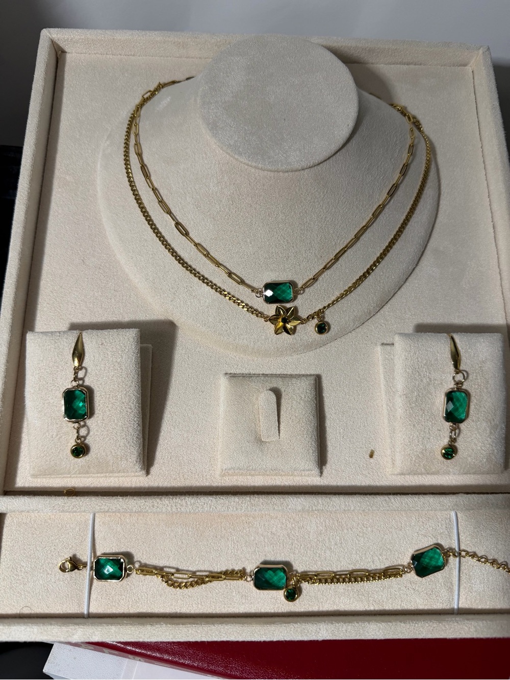 May Birthstone 18k Gold PVD Jewelry set
